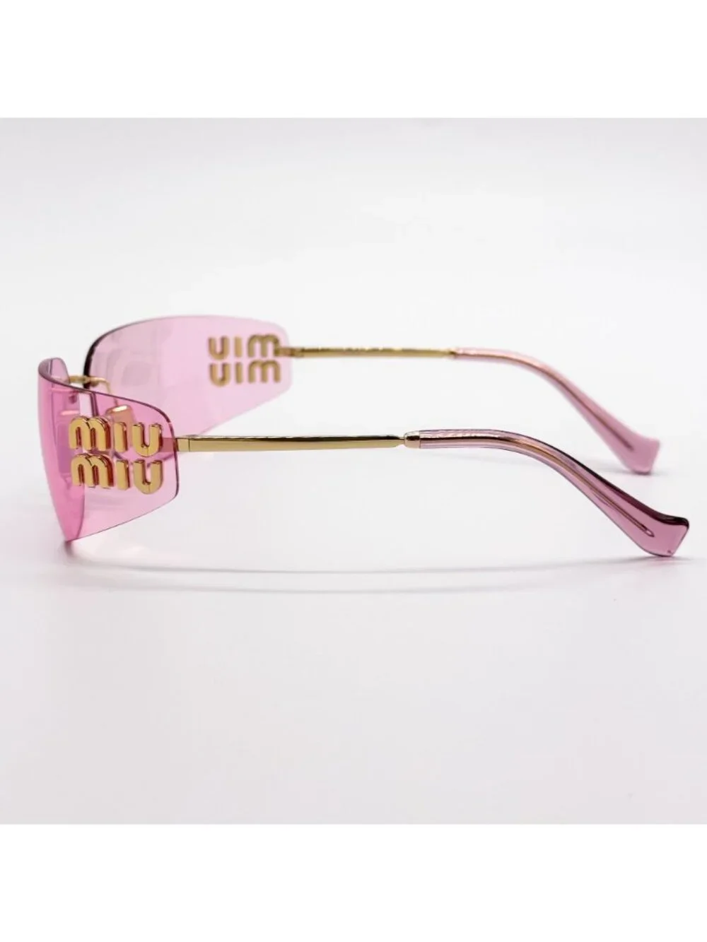 New Miu Miu MU A51S Gold Pink Shield Sunglasses MUA51S 5AK90Y